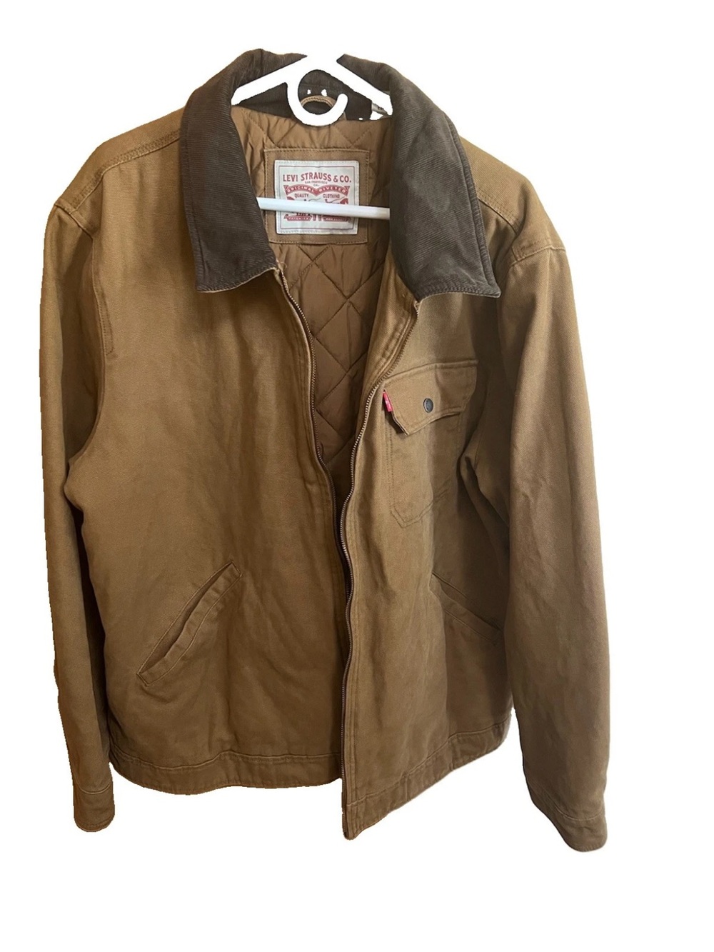 Levi’s Brown Canvas Work Jacket XXL – Dark Brown Corduroy Collar
